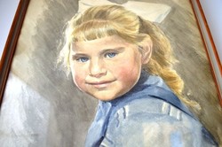 Schneider Landahl-Akvarell kislány portré