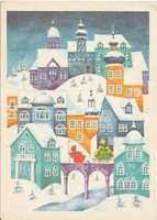Retro képeslap - "Kellemes karácsonyi ünnepeket" B. Lasetzky Stella rajzával