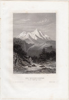 Grossglockner, acélmetszet 1859, Meyers Universum, eredeti, 10 x 14 cm, Ausztria, Alpok, hegycsúcs