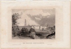 Das Troizker Sergiuskloster, acélmetszet 1859, Meyers Universum, eredeti, 9 x 14 cm, Moszkva, orosz