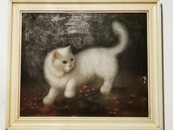 Benő Boleradszky: hunting Persian cat, painting
