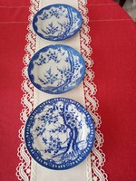 3 db  japán kék fehér  cseresznyevirágos süteményes tányér