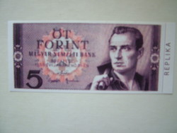 Öt forint tervezet bankjegy. Replika