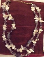 Two-row purple shell necklace