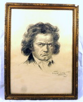 Emanuel Béla ( 1879 - 1976 ) Beethoven PORTRÉ GRAFIKA !