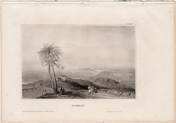 Bombay, acélmetszet 1859, Meyers Universum, eredeti, 9 x 15 cm, India, Mumbai, főváros