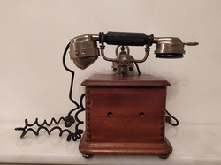 Antik telefon 1890-1910 ös évek készülék asztali fa dobozos Paris