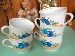 Antik orosz virágos irizáló porcelán teás készlet