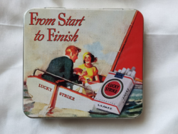 Régi Lucky Strike fém cigarettás doboz az 50-es évekből