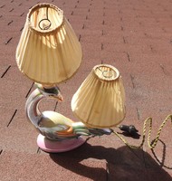 Hatalmas mázas iparművészeti - madár alakú -  dupla égős asztali lámpa