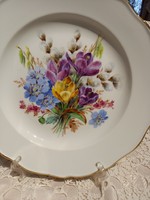 Meisseni  kikerics ,barka, és egyéb tavaszi virágokat ábrázoló gyönyörű tányér