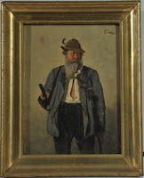 Öreg vadász portréja, P. Luigi jelz. 19.sz