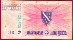 # Külföldi pénzek:  Bosznia-Hercegovina: 1994 -10 dinár