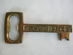 Réz kulcs alakú sörnyitó bányász JÓ SZERENCSÉT - BORSODI SZÉN