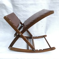 Art Deco Régi antik Vintage lábtartó szék Fa és Bőr.
