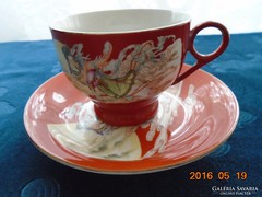 Kínai csésze alátéttel hölgy mintával
