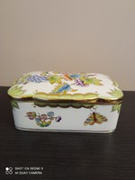 Herend Victoria pattern card box, bonbonier, richly painted, gilded