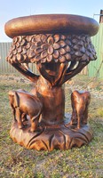3 elefántos faragott keményfa ülő/állvány 