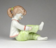 1D751 Jelzett Aquincum porcelán kislány figura
