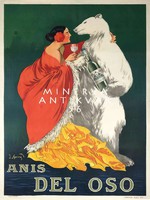 Vintage ital likőr reklám plakát reprint nyomat jegesmedve spanyol nő vörös köpeny sárga szoknya