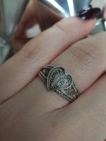 Szív filigrán kézműves gyűrű