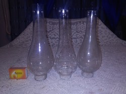 Régi petróleum lámpa üveg - három darab együtt