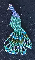 Swarovski crystal peacock badge, 8 cm x 4 cm, unique, special, decorative piece