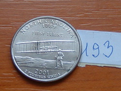 USA 25 CENT 1/4 DOLLÁR 2001 / D D (Denver Mint) NORTH CAROLINA 193.