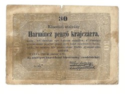 1849 es 30 pengő krajczárra Kossuth bankó papírpénz bankjegy 48 49 es szabadságharc pénze o.xi.