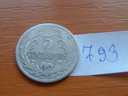 URUGUAY 5 CENTESIMOS 1924 thunderbold (Poissy, France, 1924 only) 5 g., 23,3 mm,Réz-nikkel #793