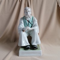 Zsolnay porcelain: farmer making bacon, large size