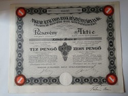 Magyar Általános Bank Rt. részvény 10 pengő 1926