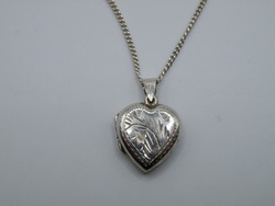 KK1113 Kinyitható szív alakú ezüst medál és nyaklánc 925 jelzett