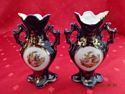 Német porcelán, antik, kobaltkék váza, magassága 11,5 cm. Vanneki!
