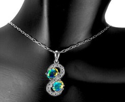 Silver pendant with genuine Ethiopian noble opal and topaz!