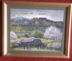 Landscape, oil on wood, 45x56 frame