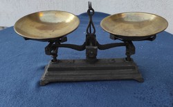 Special rarity piece, antique scales, cast iron, copper plates, nice condition! Special pharmacy
