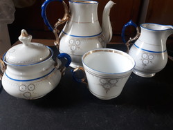 Kopott aranyozású, hiányos antik teás/kávés készlet  dekorációnak