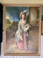 3 days power sale !!! Lady Sheffield olaj-vászon festmény egész alakos portré kastély kertben