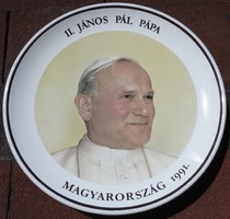 Herendi nagy falitányér : II. János Pál Pápa Magyaroszág 1991