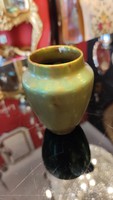  Art Deco Zsolnay  zöld /arany  eozin kerámia váza. RITKA! F-24