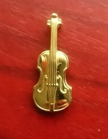 Régi hegedű formájú bross / kitűző 4,5 cm