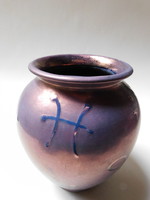Bay Keramik retro zodiákus váza metálfényű mázzal
