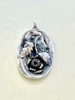 Gyönyörű ezüst rózsa  medál !