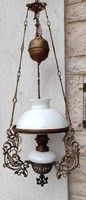 Lüszter petróleum lámpa, csillàr réz,vas gyönyörű antik! Szecessziós 100 éves.Wien ,Bécs, Ausztria