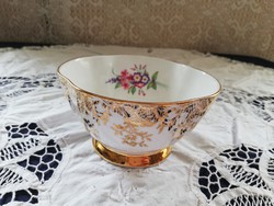 Eladó régi porcelán angol Royal Windsor virágos aranyozott cukor tartó! 