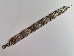 Szép antik ezüst vagy ezüstözött filigrán karkötő karlánc
