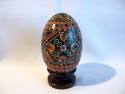 Nagyon szép kézzel festett, lakkozott, régi Orosz fa tojás persely