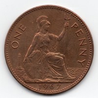 Nagy-Britannia 1 angol penny, 1967