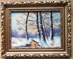 Mészáros Wivien Téli erdő zsűrizett festménye